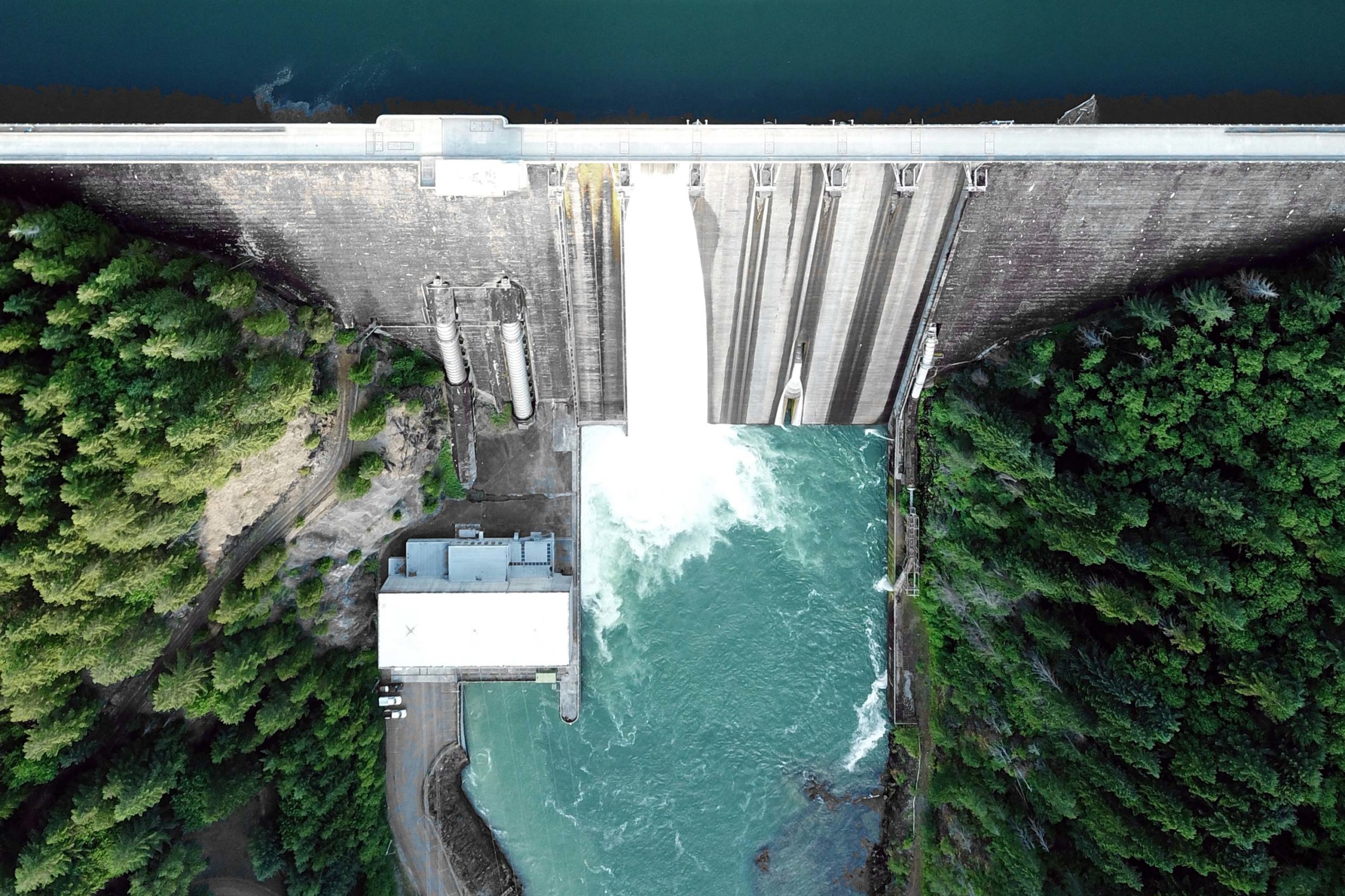Overhead image of a dam