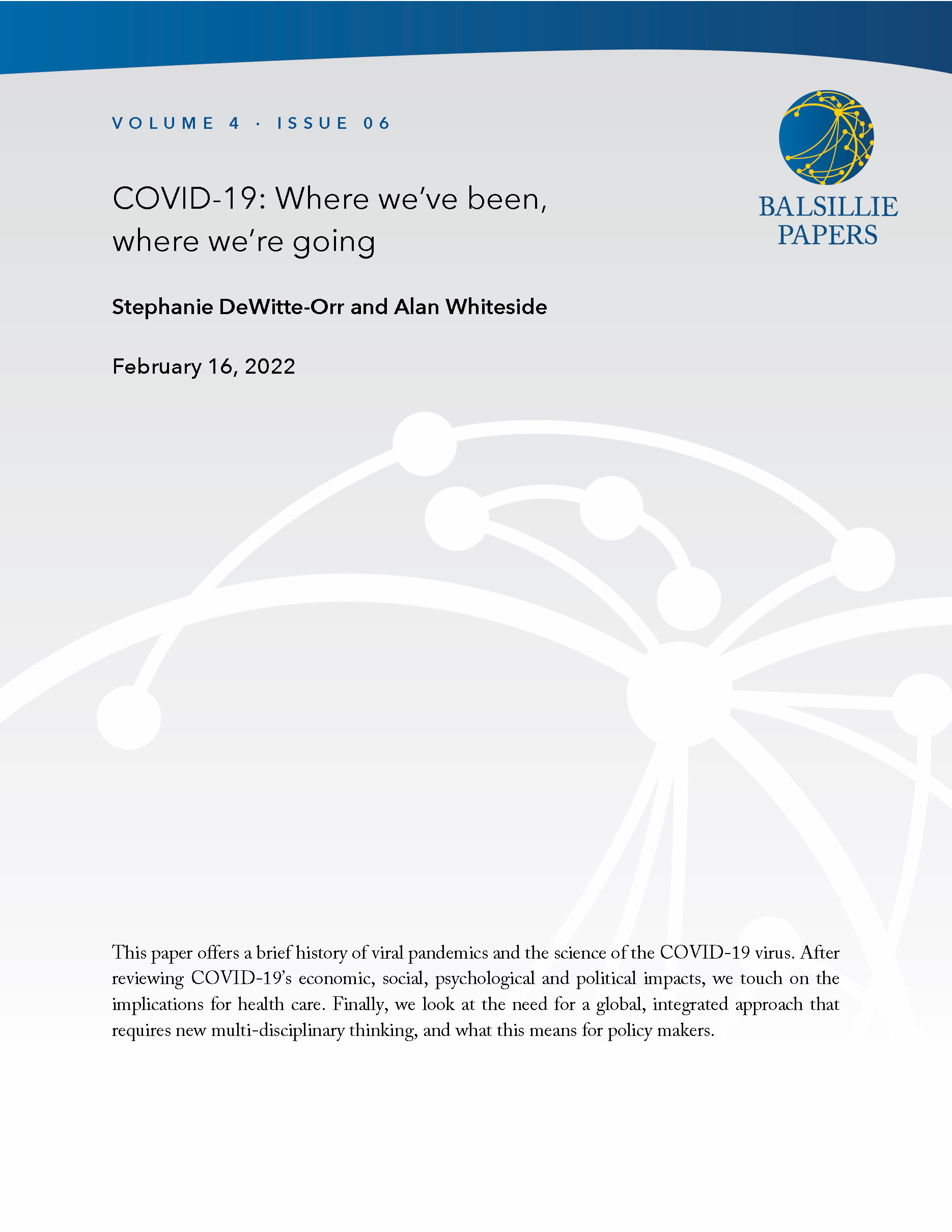 Balsillie Paper - DeWitte-Orr and Whiteside COVER