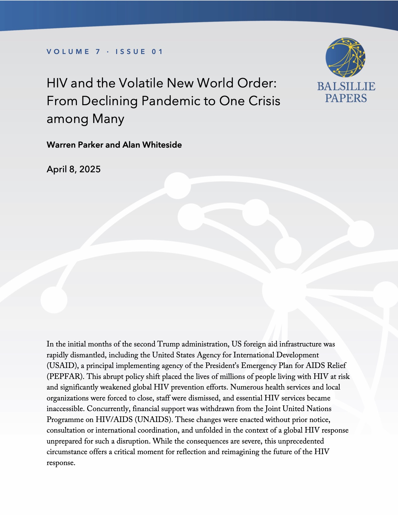 Balsillie Paper - Parker Whiteside COVER