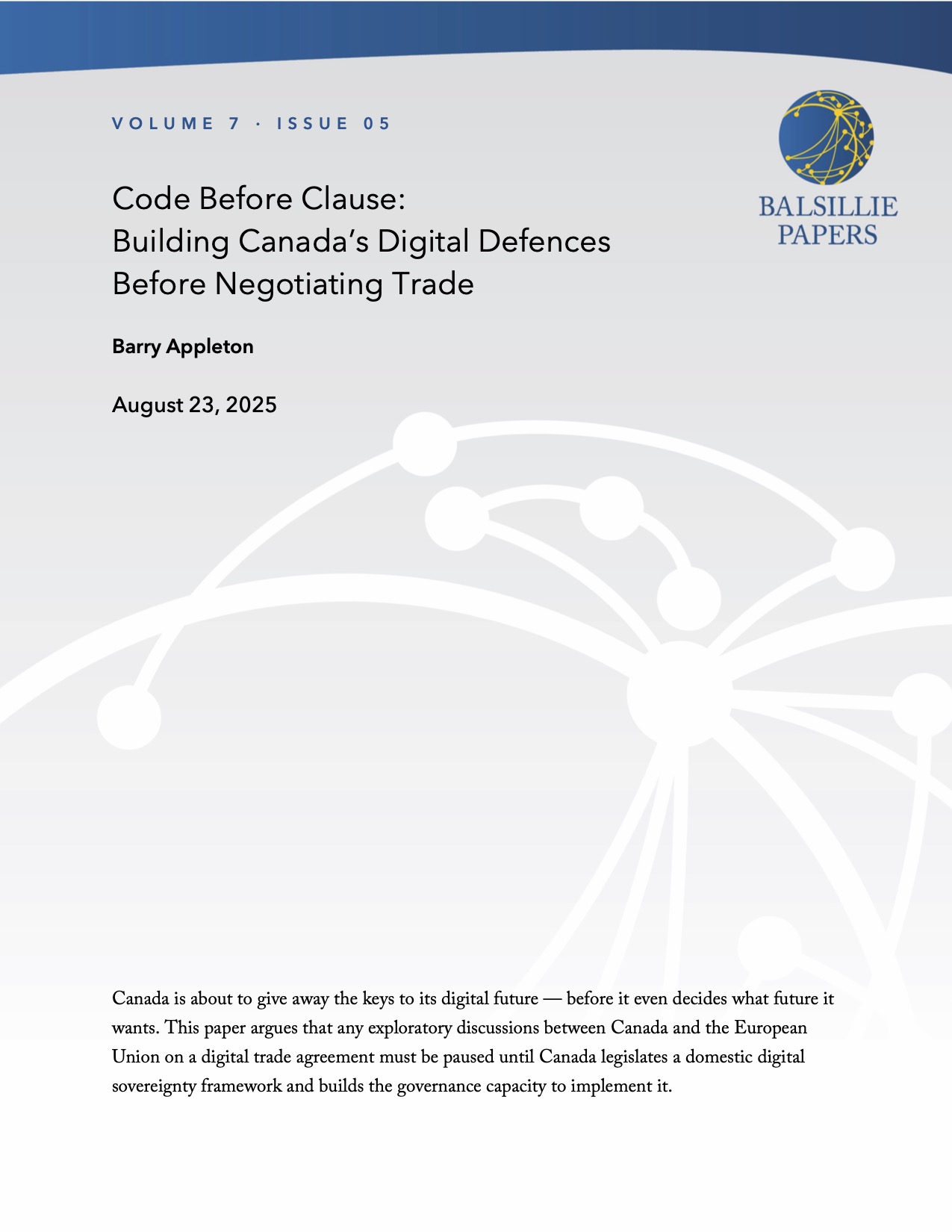 Balsillie Paper - Appleton COVER